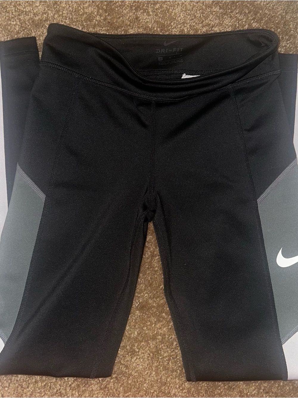 Nike Black & Gray Dri-FIT Athletic Leggings